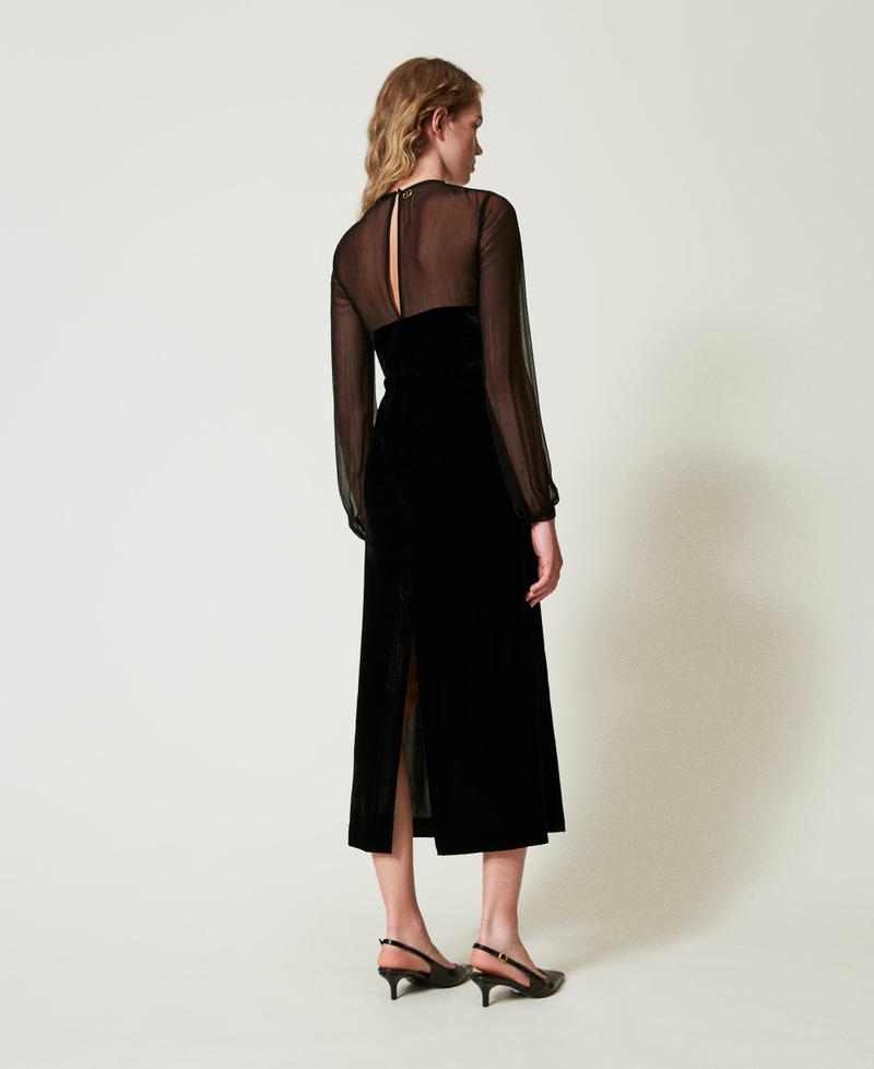 Scee by twin set Abito longuette in chiffon e velluto Fino al 65% di sconto