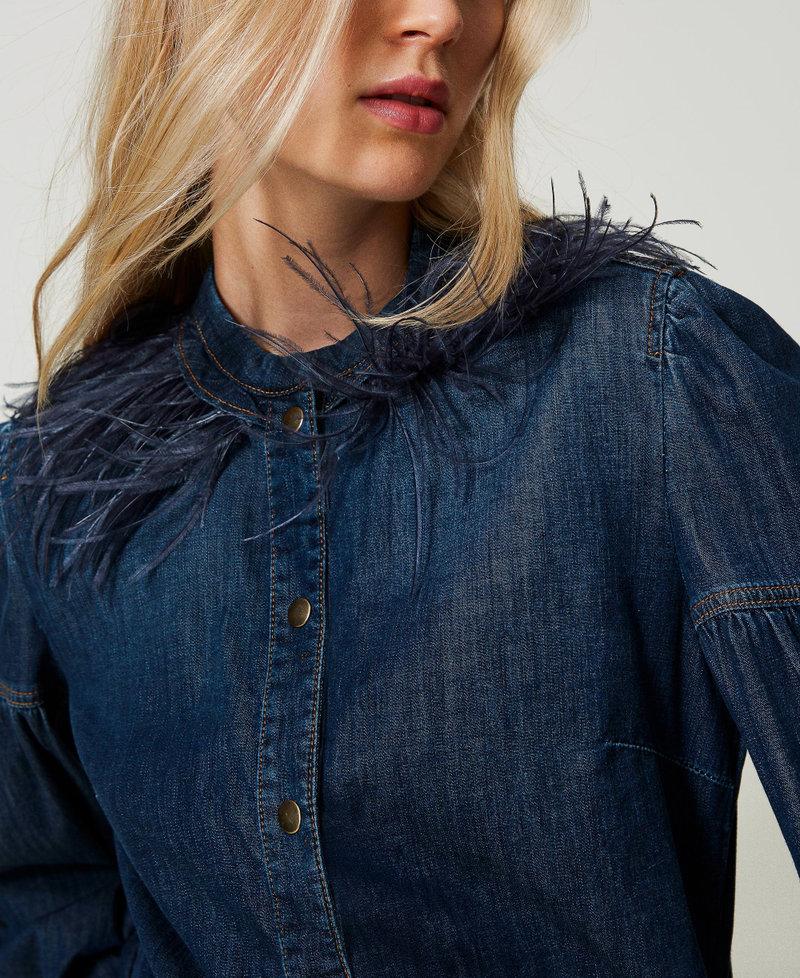 Scee by twin set Camicia in jeans con piume Only for today