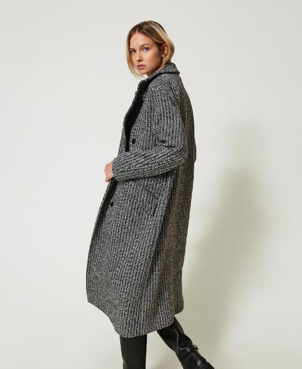 Scee by twin set Cappotto in misto lana gessato Discount Store per i nuovi prodotti