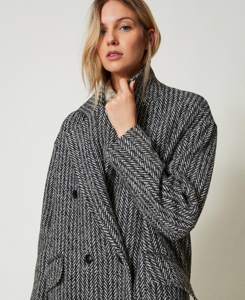 Scee by twin set Cappotto in misto lana gessato Discount Store per i nuovi prodotti