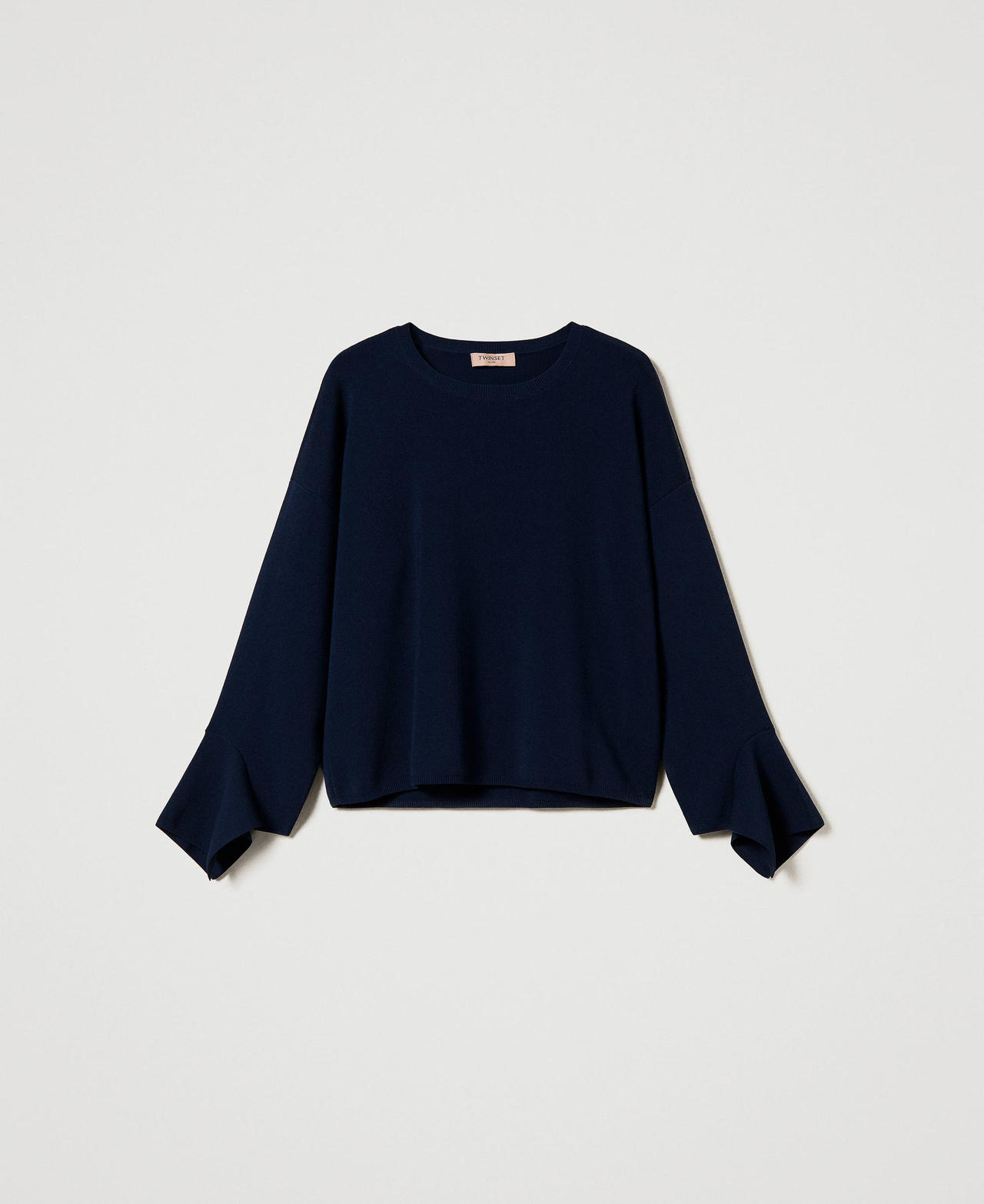 Scee by twin set Maglia girocollo con volant Black Friday Prezzi