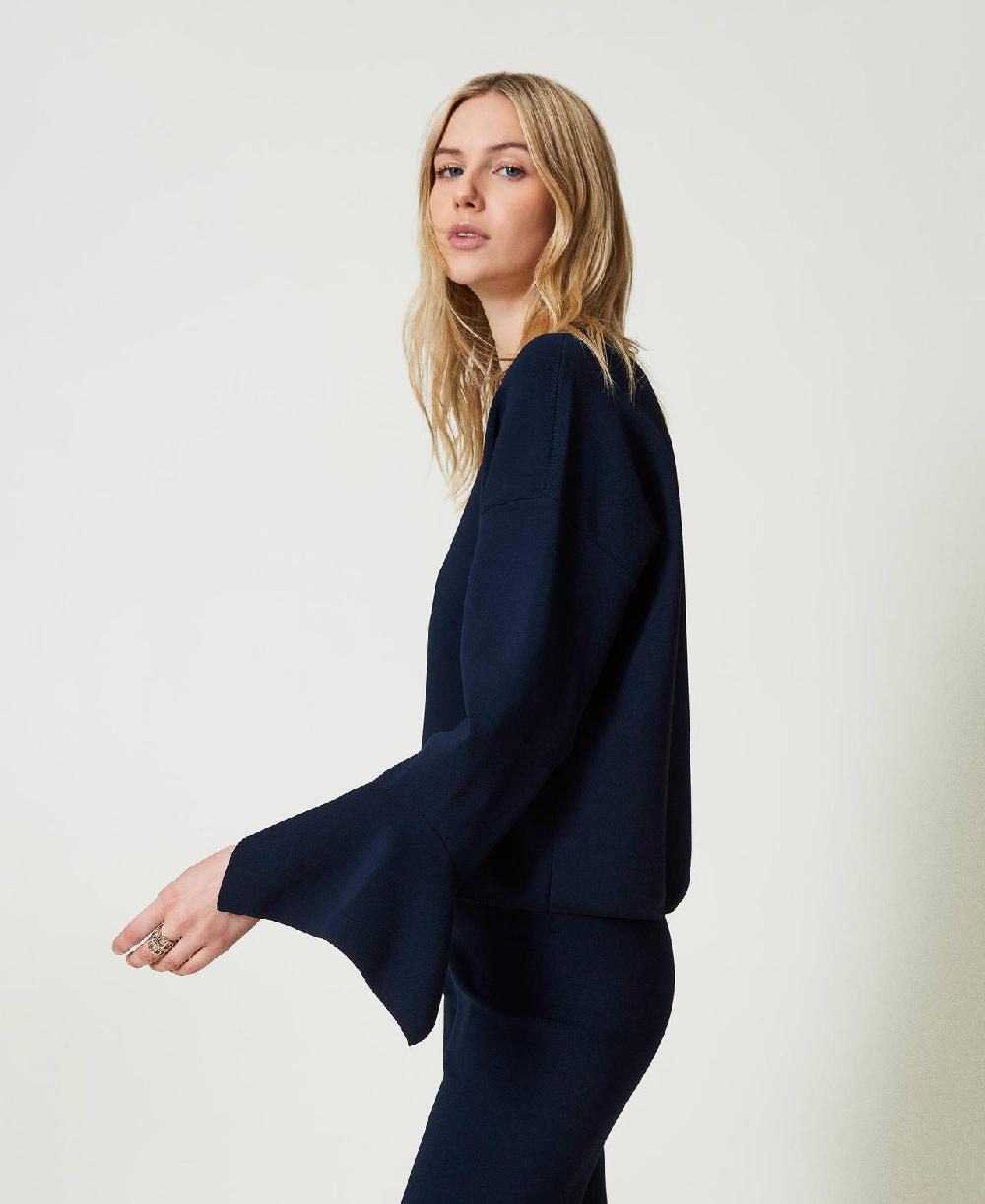 Scee by twin set Maglia girocollo con volant Black Friday Prezzi