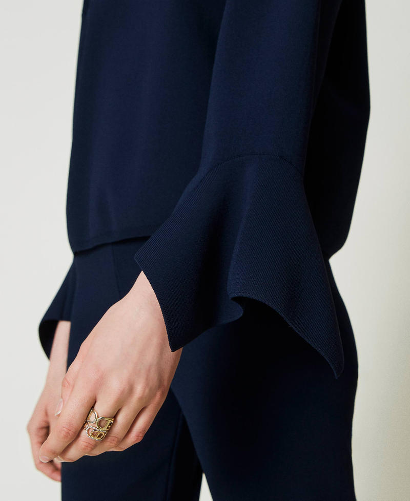 Scee by twin set Maglia girocollo con volant Black Friday Prezzi