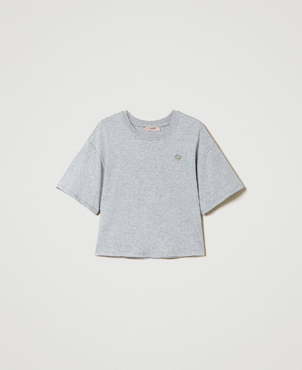 Scee by twin set T-shirt mélange con Oval T 50% di sconto per tempo limitato
