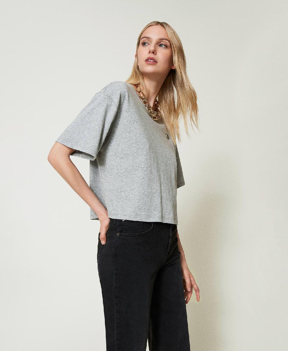Scee by twin set T-shirt mélange con Oval T 50% di sconto per tempo limitato