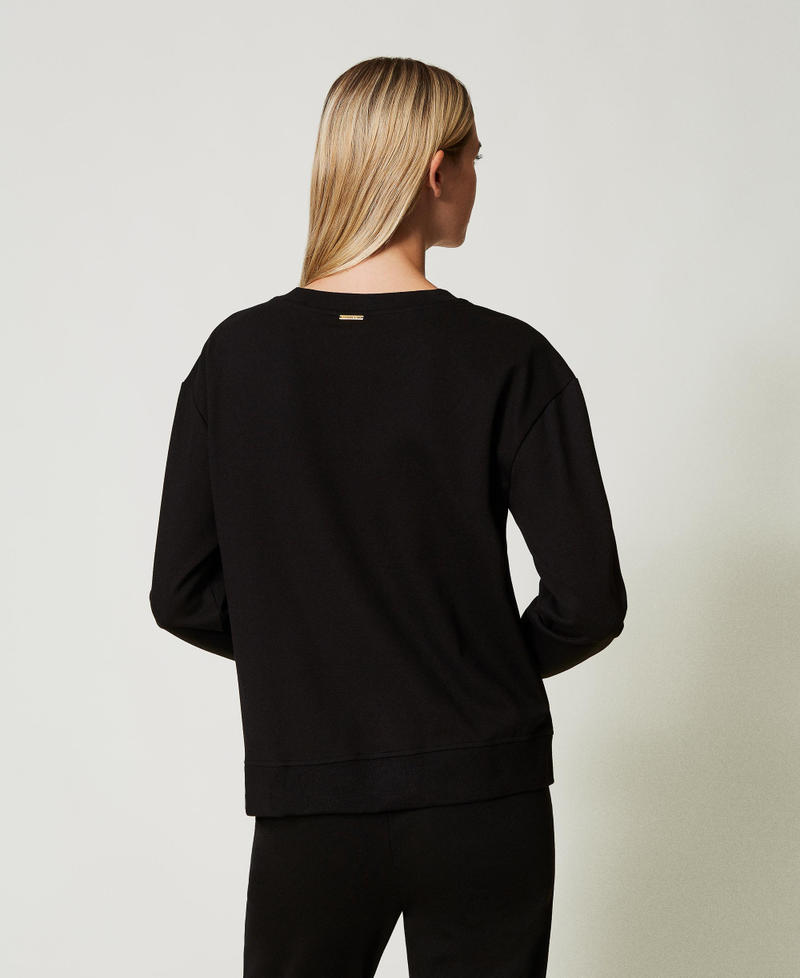 Scee by twin set Felpa con inserto plissé e pizzo 2025