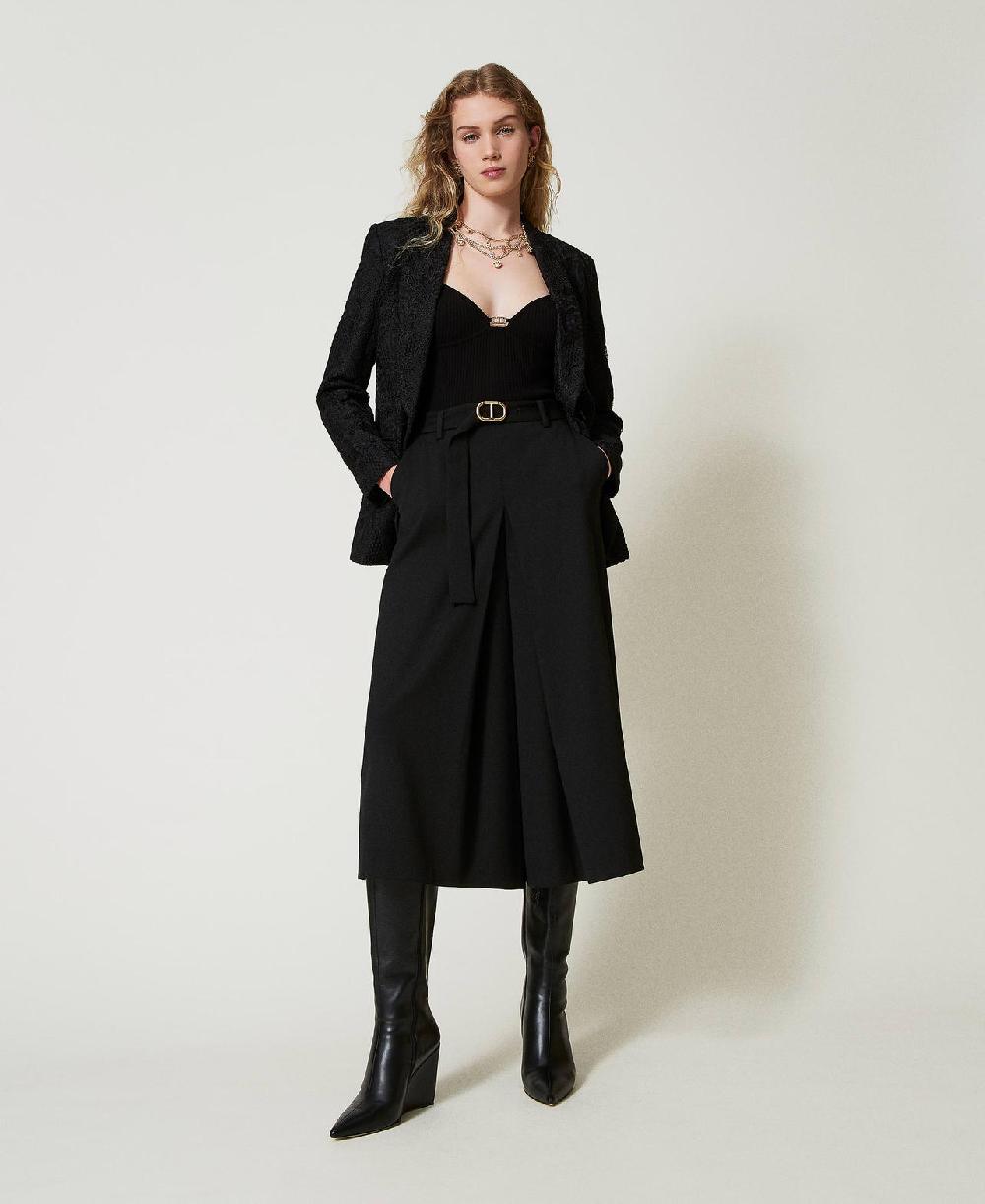 Scee by twin set Gonna pantalone in misto lana con cintura Spedizione Gratuita