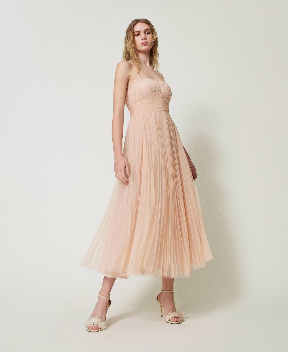 Scee by twin set Abito longuette in tulle plissé Soddisfazione Garantita