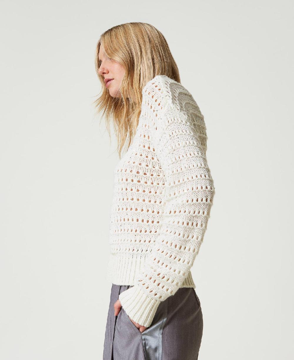Scee by twin set Maglia traforata con paillettes Qualità Garantita