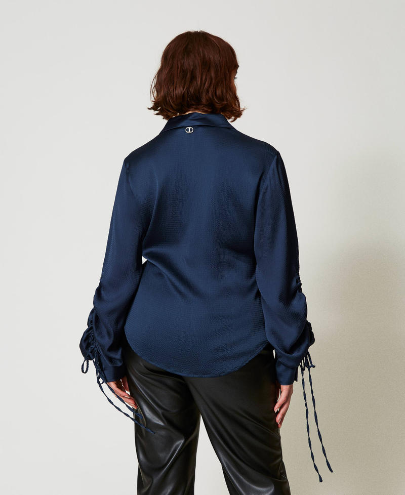Scee by twin set Camicia in raso martellato con oblò Negozi Online