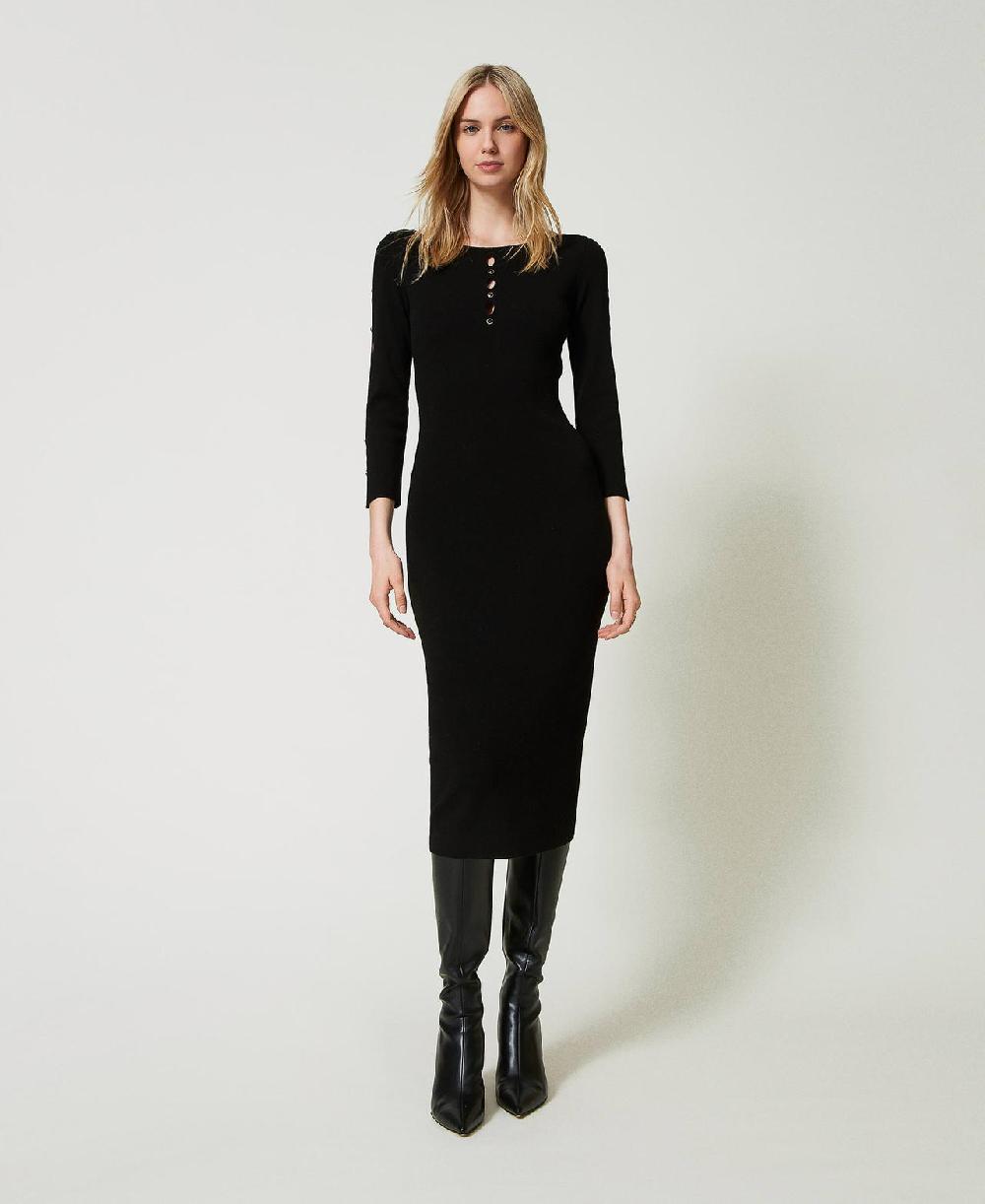 Scee by twin set Abito longuette in maglia con cut-out e borchie Acquista Ora