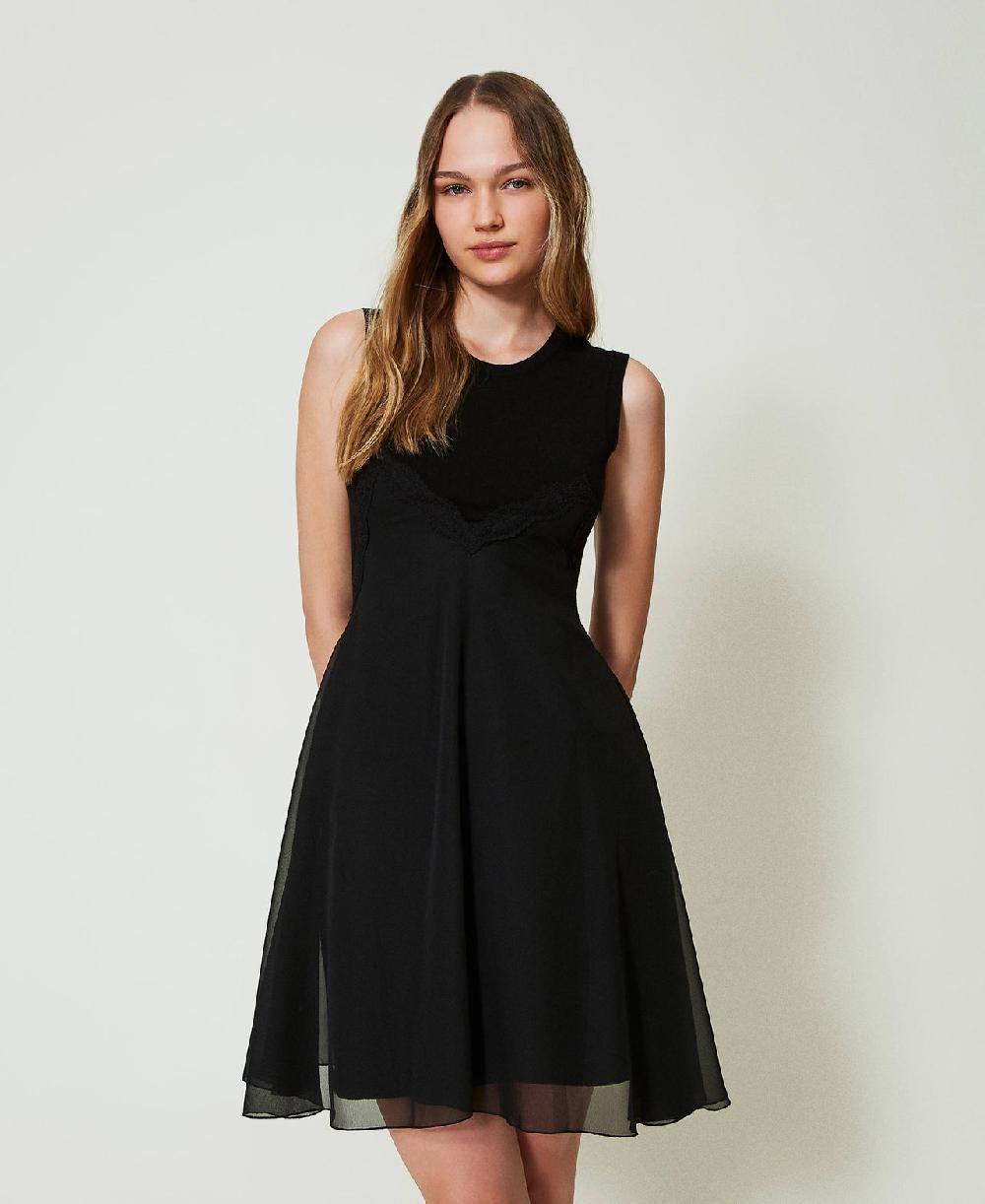 Scee by twin set Abito corto in maglia e georgette Fino Al -60%