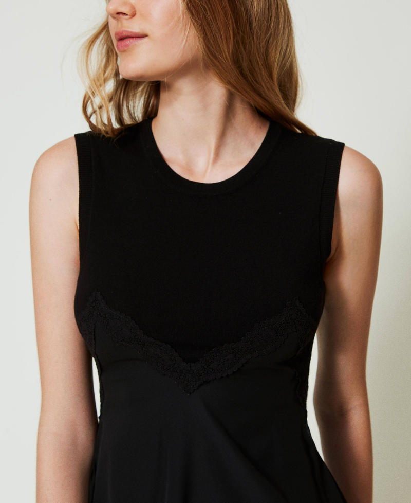 Scee by twin set Abito corto in maglia e georgette Fino Al -60%
