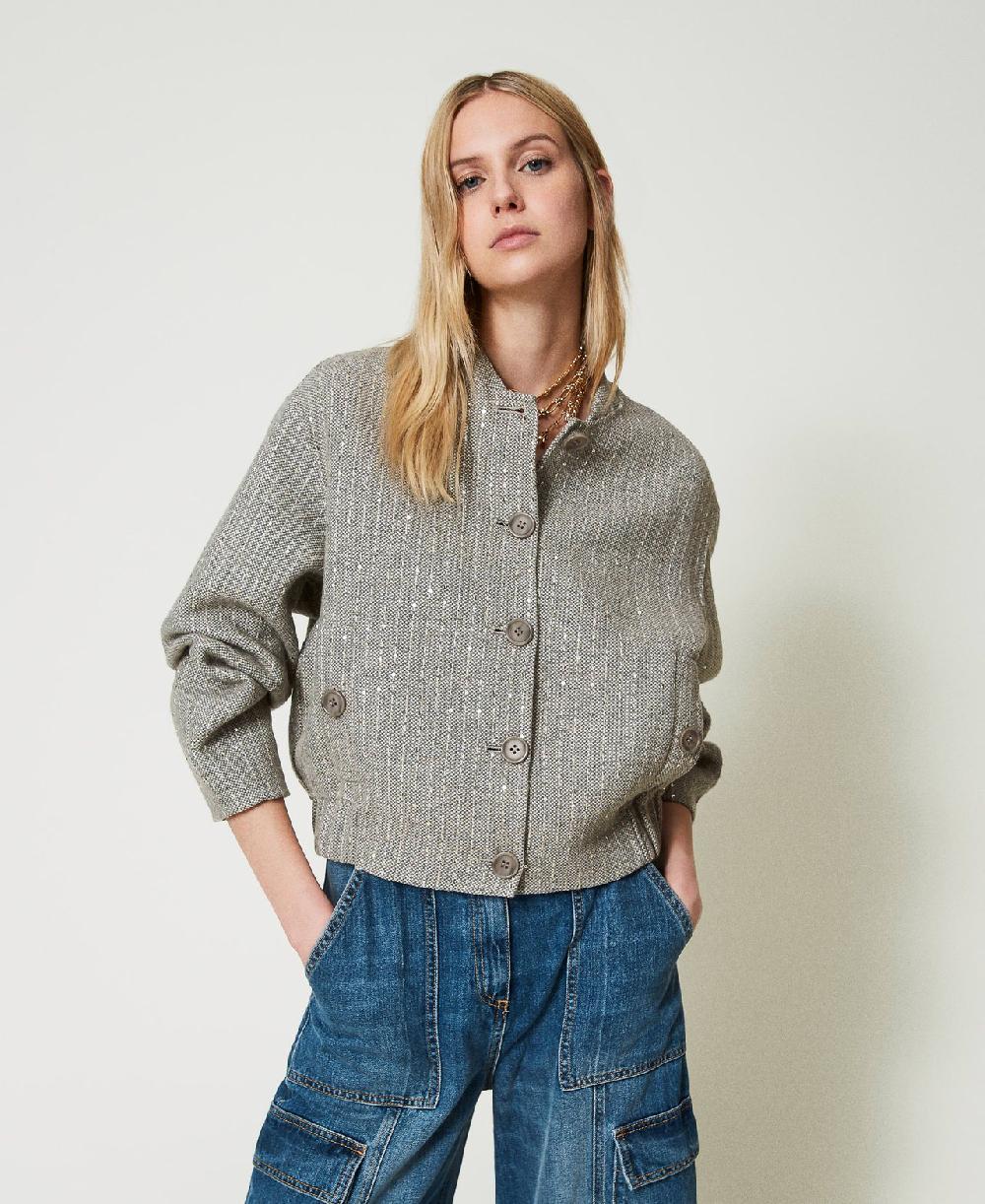 Scee by twin set Bomber in panno double con paillettes Shopping Online