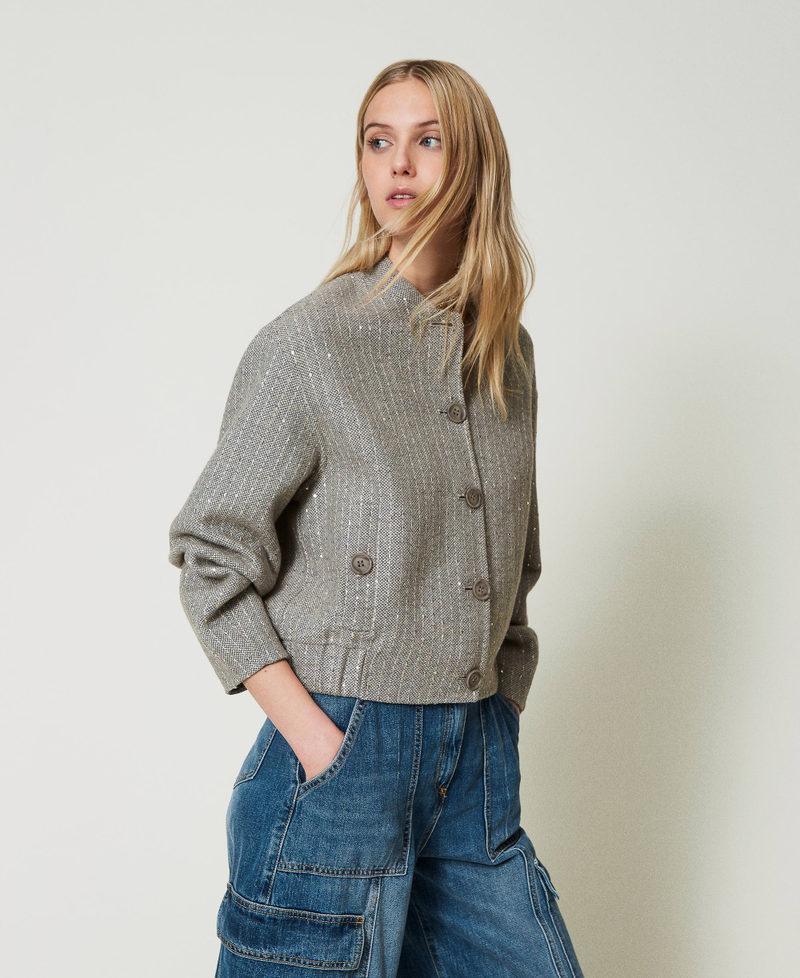Scee by twin set Bomber in panno double con paillettes Shopping Online