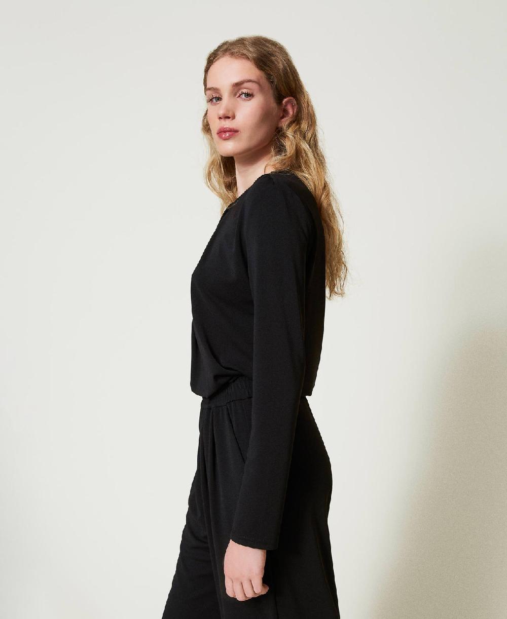 Scee by twin set Blusa in jersey crêpe con drappeggio Sottocosto