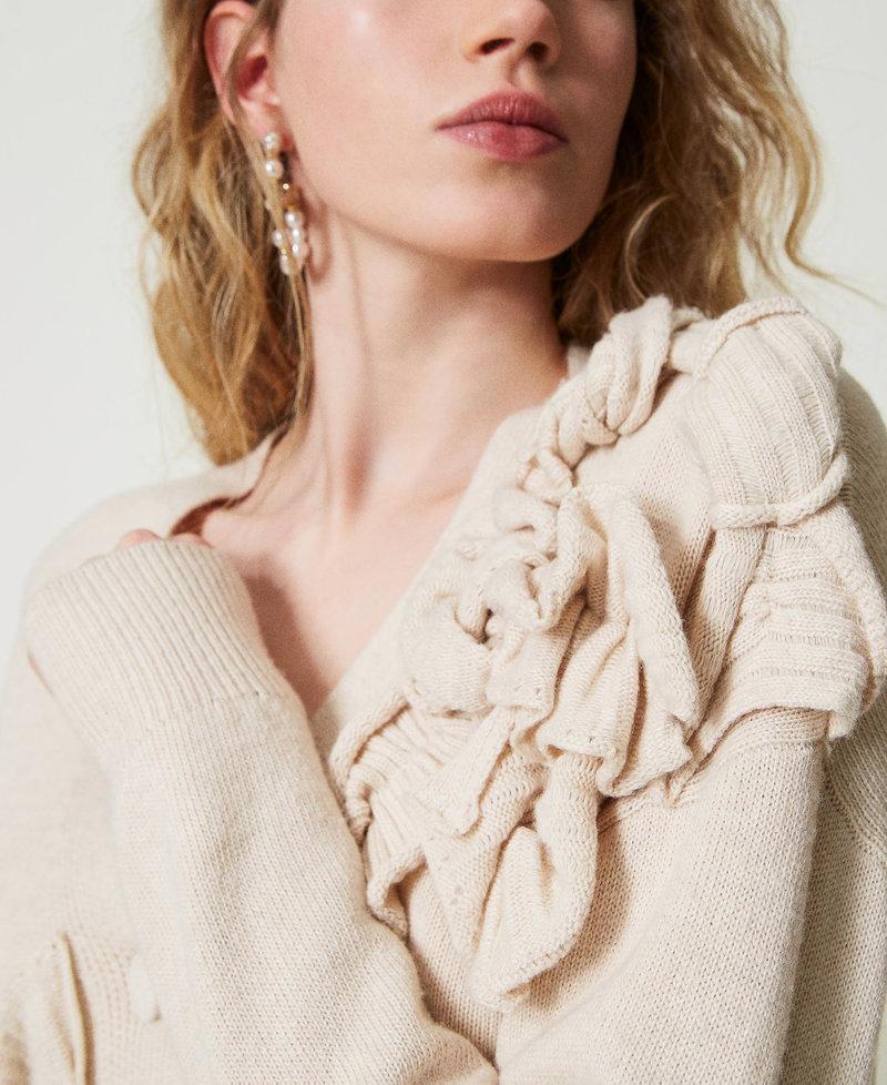 Scee by twin set Cardigan in misto lana con volant Presa