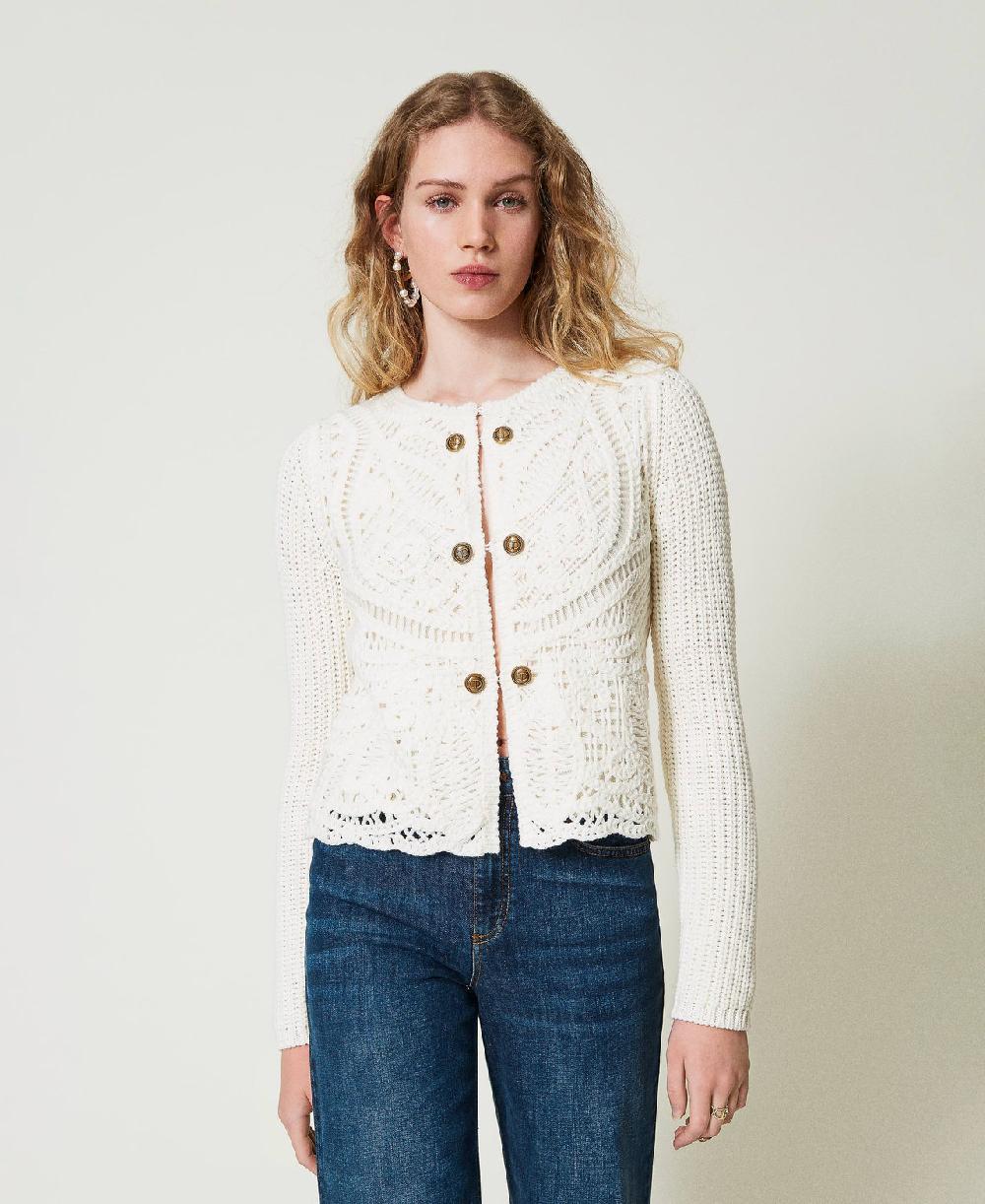 Scee by twin set Giacca in maglia misto lana crochet Sconto