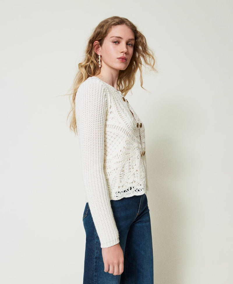 Scee by twin set Giacca in maglia misto lana crochet Sconto