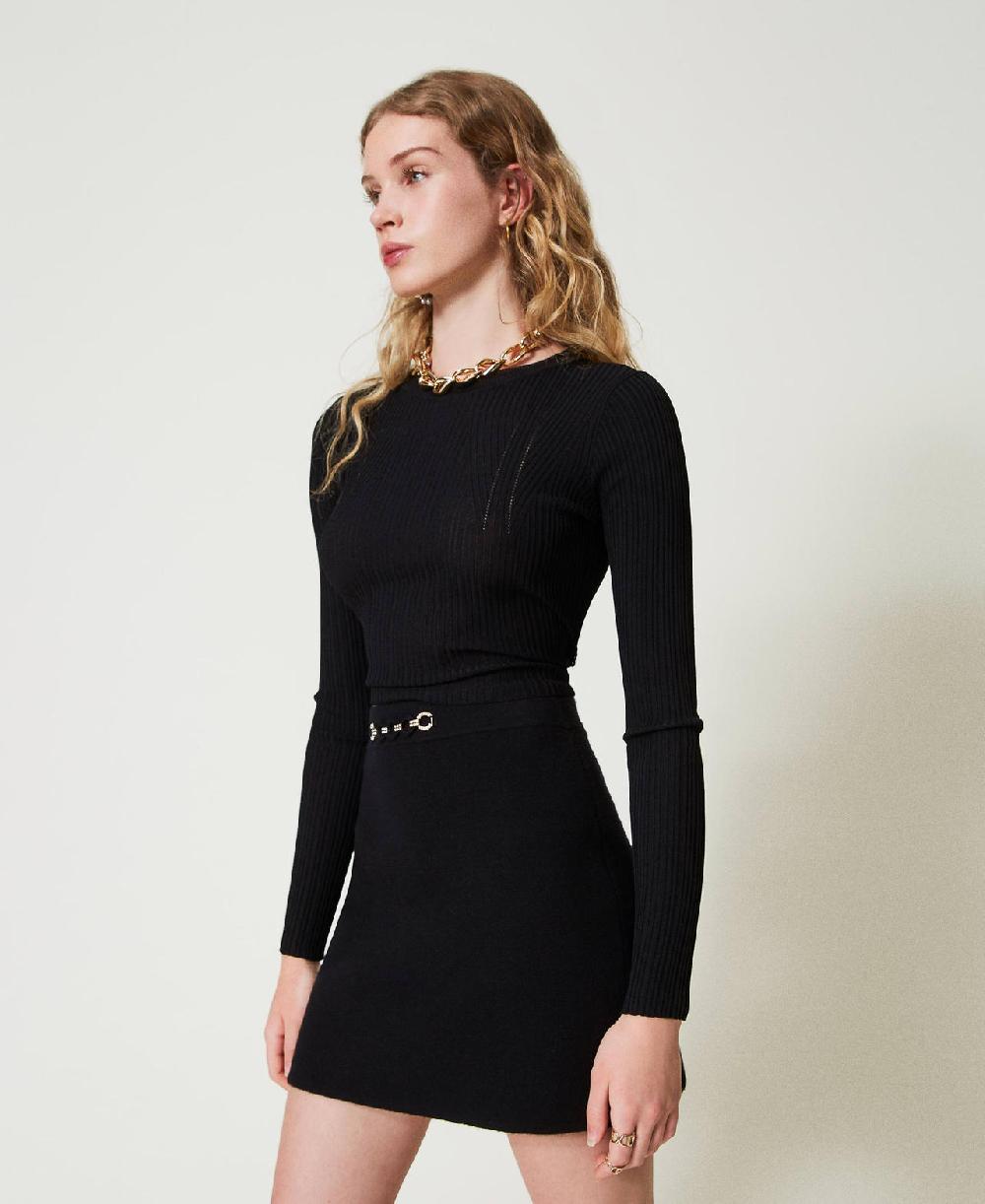 Scee by twin set Minigonna in maglia con applicazione bijoux Economico