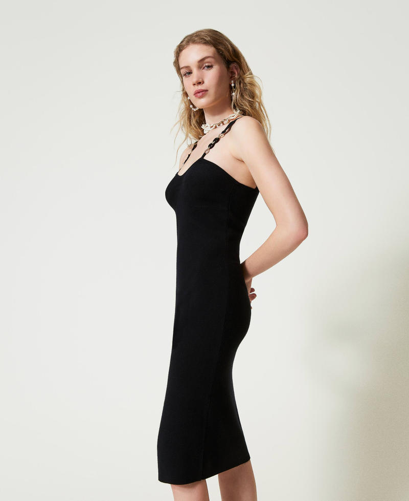 Scee by twin set Abito longuette in maglia con spalline bijoux Outlet