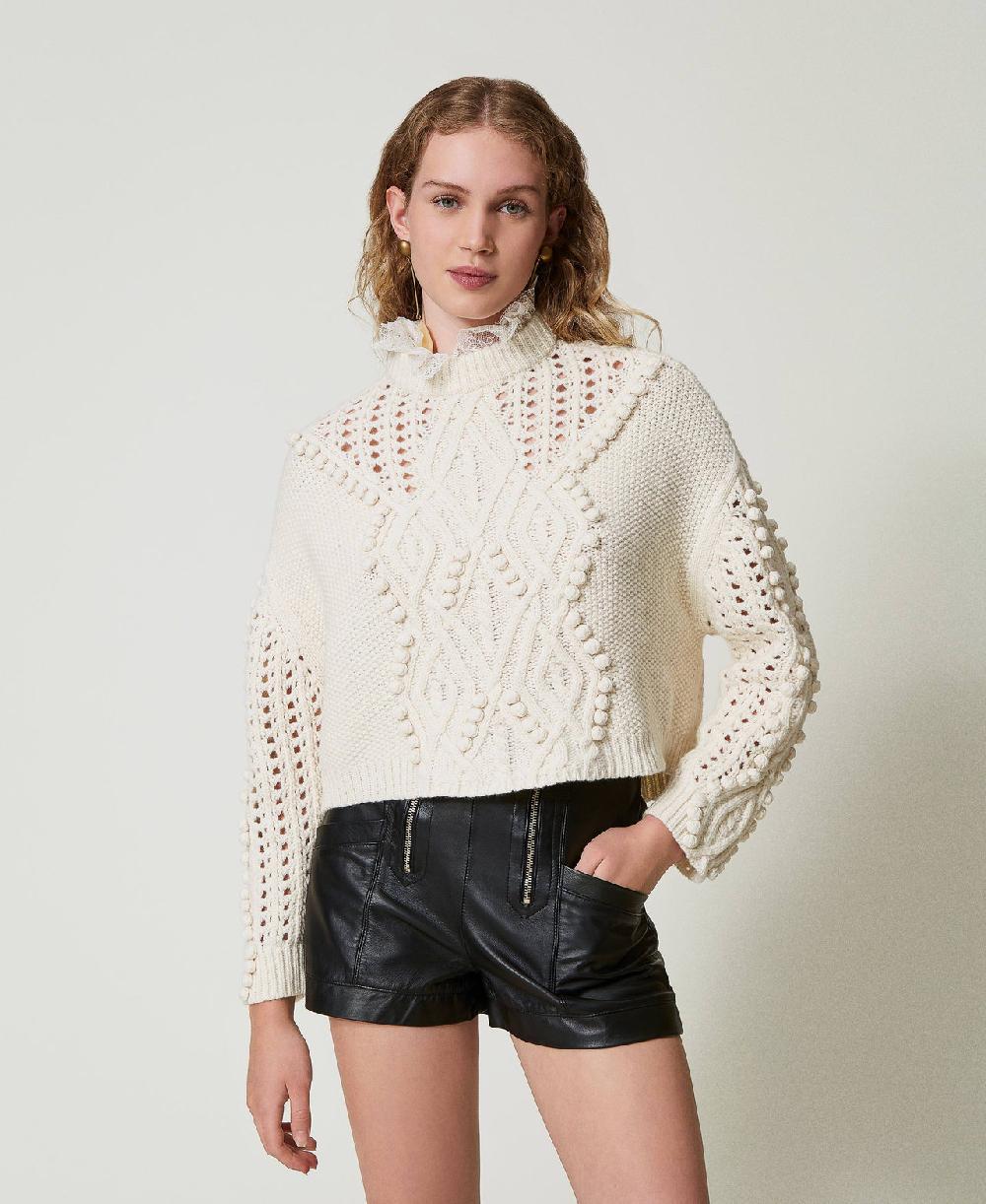 Scee by twin set Maglia in misto lana con mix di punti Offerte