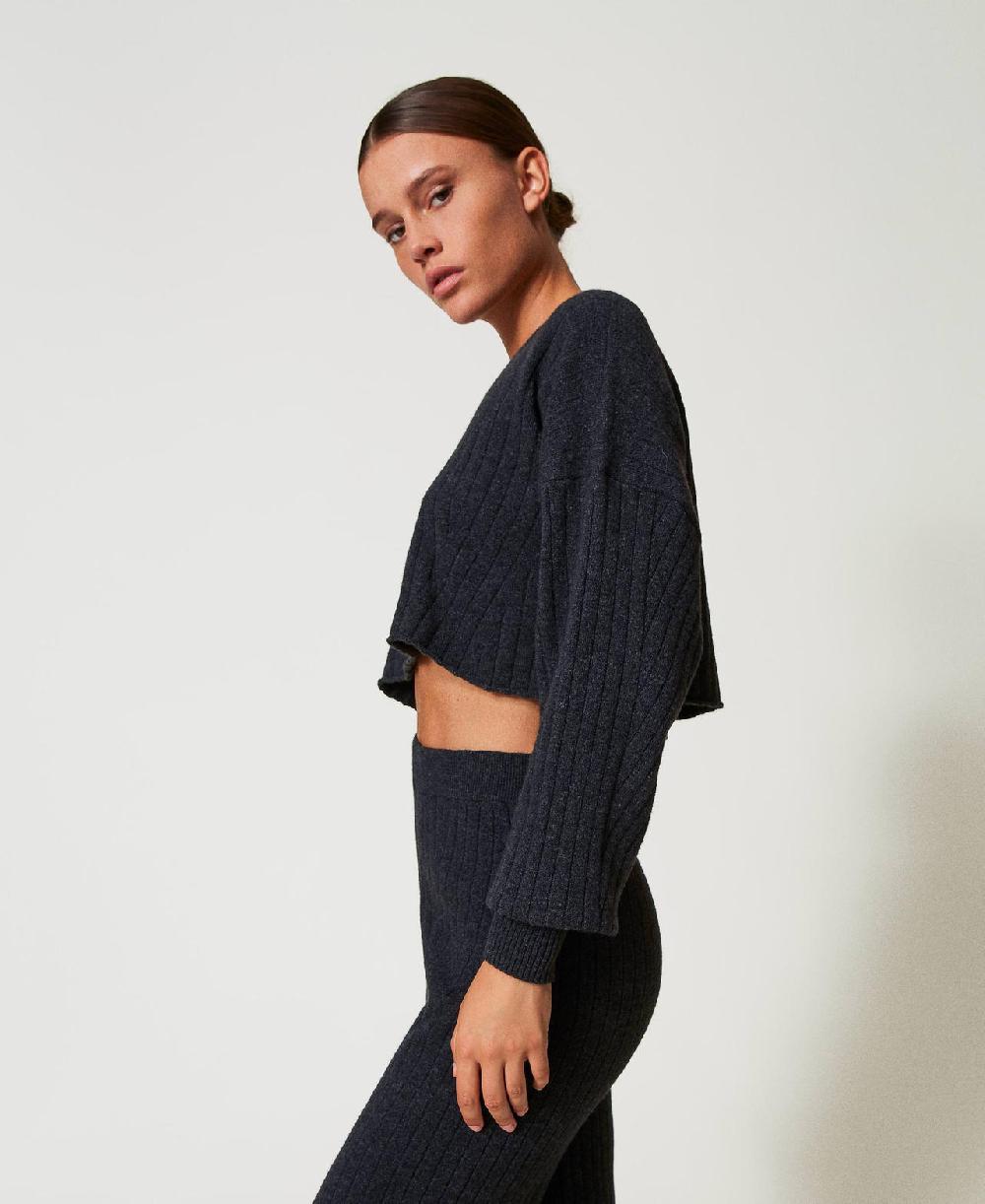 Scee by twin set Maglia cropped in misto lana In Saldo