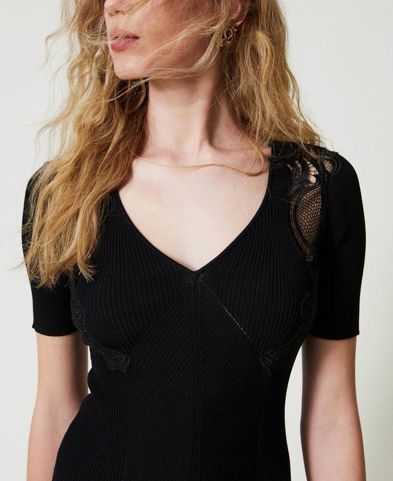 Scee by twin set Abito corto in maglia con pizzo Nuova