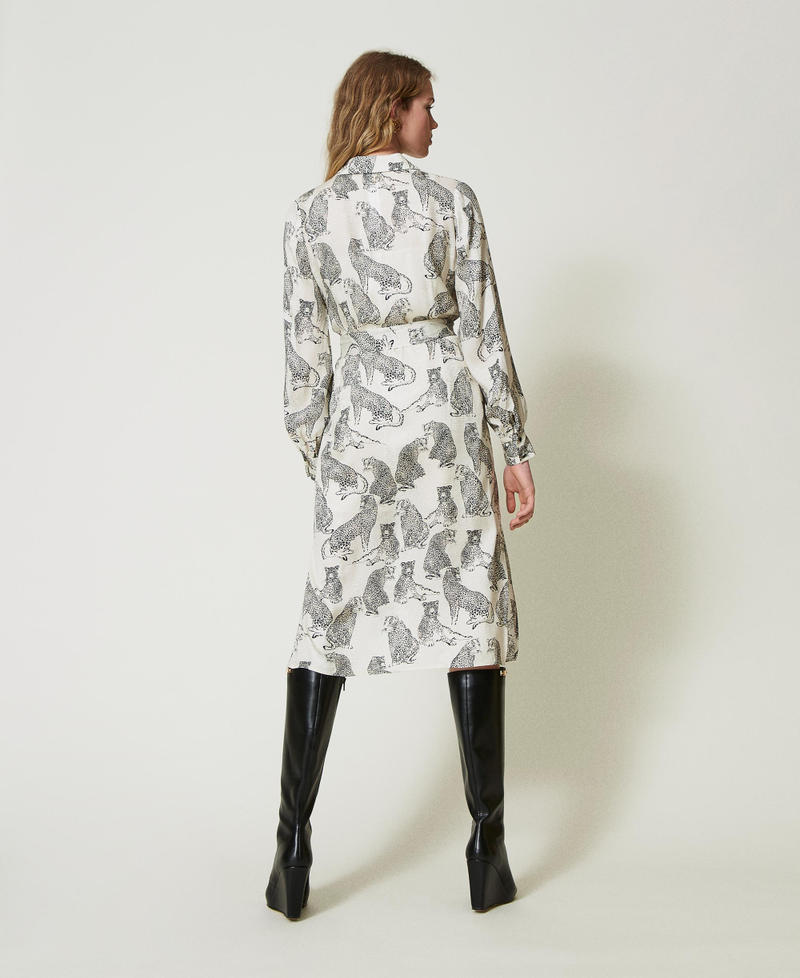 Scee by twin set Abito longuette jacquard con stampa giaguaro Moda