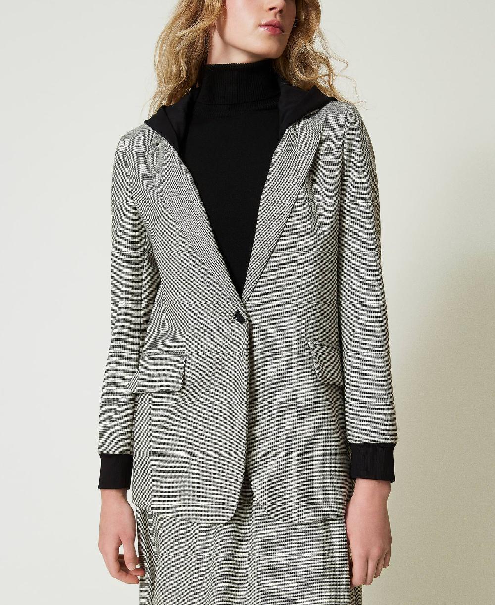 Scee by twin set Giacca blazer in pied de poule con cappuccio Sconto di tempo limitato