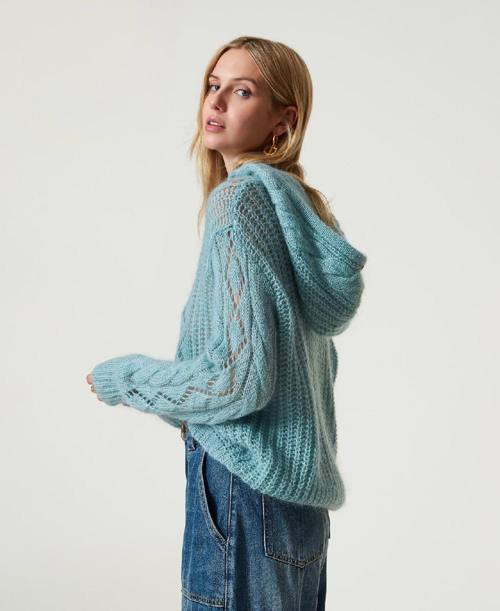 Scee by twin set Maglia in lana e mohair con cappuccio Negozio online di fabbrica