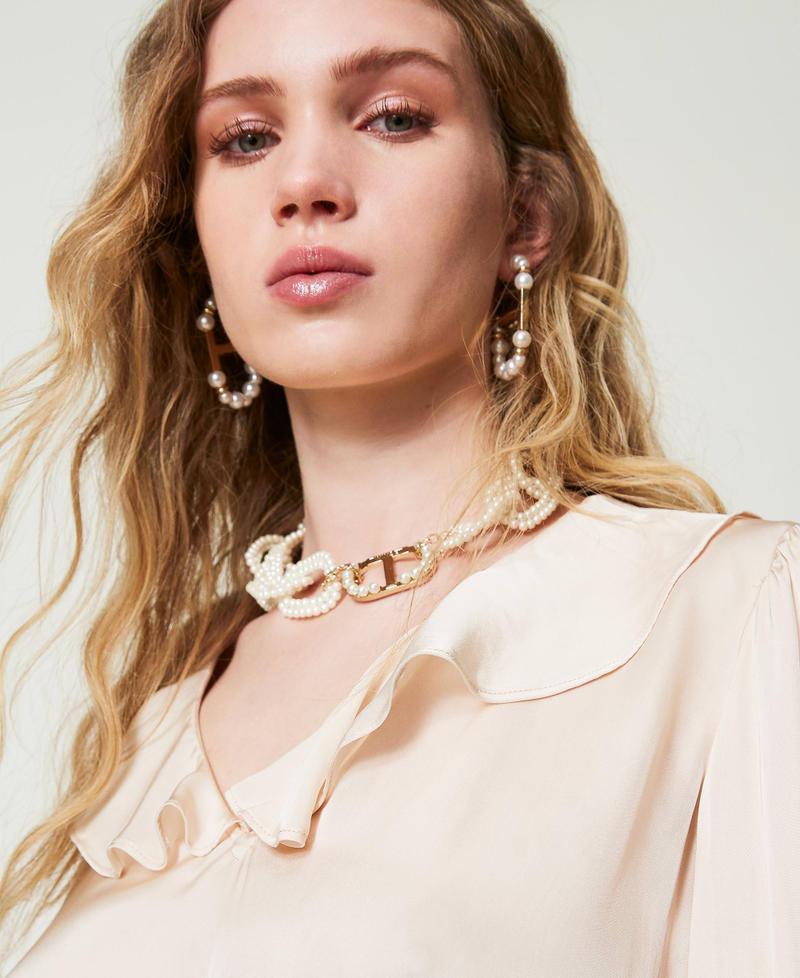 Scee by twin set Blusa in raso con volant Prezzo di fabbrica