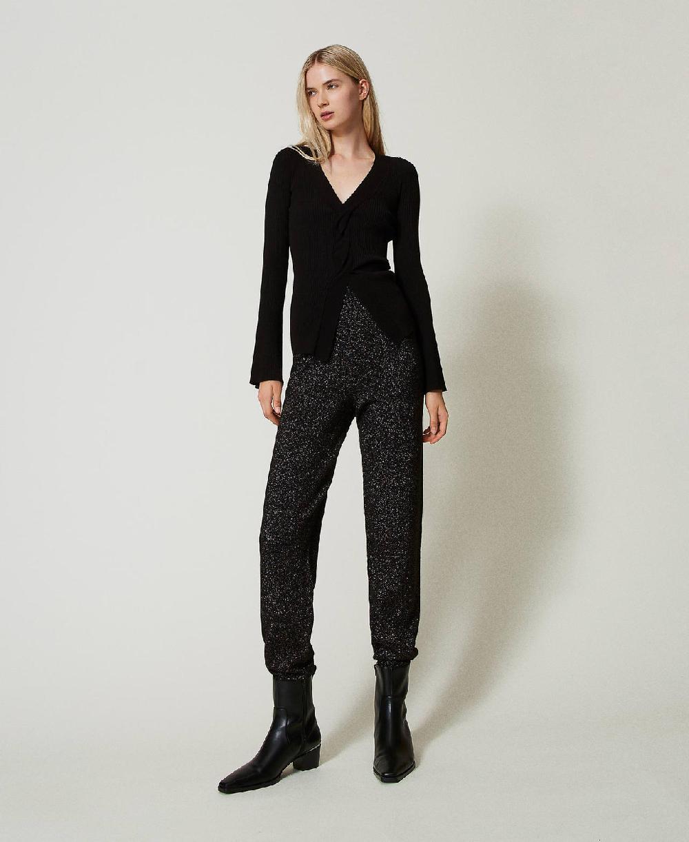 Scee by twin set Pantaloni joggers in maglia misto lana e lurex Offerta speciale