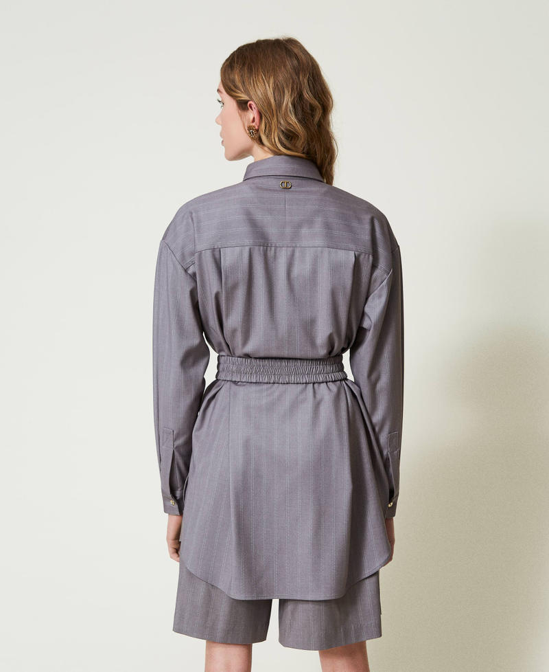 Scee by twin set Maxi camicia gessata con cintura Comprare a buon mercato
