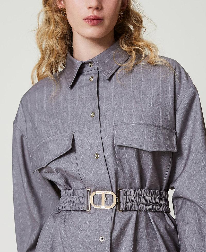 Scee by twin set Maxi camicia gessata con cintura Comprare a buon mercato