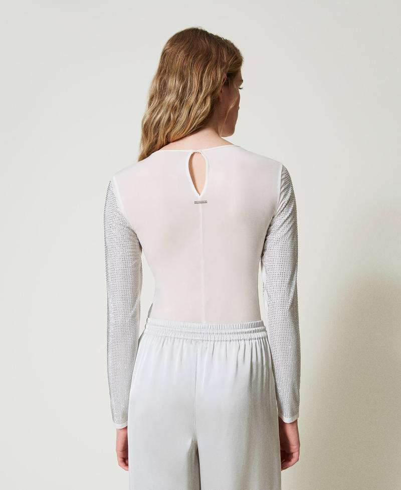 Scee by twin set T-shirt stretch con strass all over Shopping online