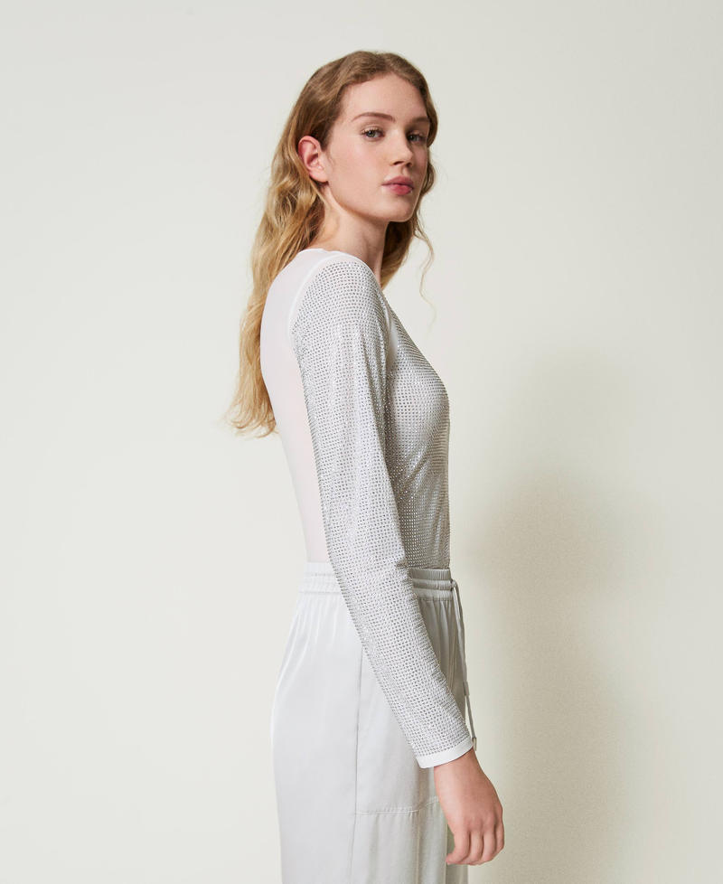 Scee by twin set T-shirt stretch con strass all over Shopping online