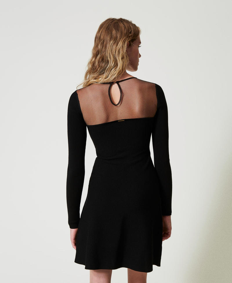 Scee by twin set Abito corto in maglia con tulle e ricamo Black Friday