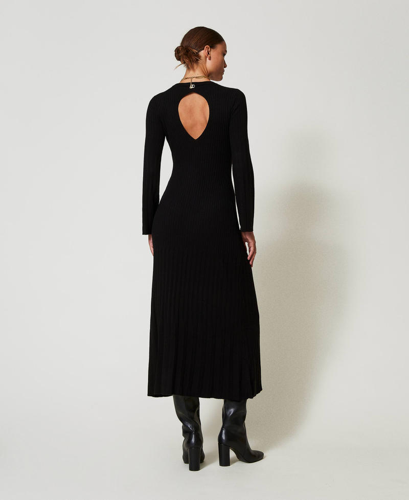 Scee by twin set Abito lungo in maglia a coste con apertura Cyber Monday