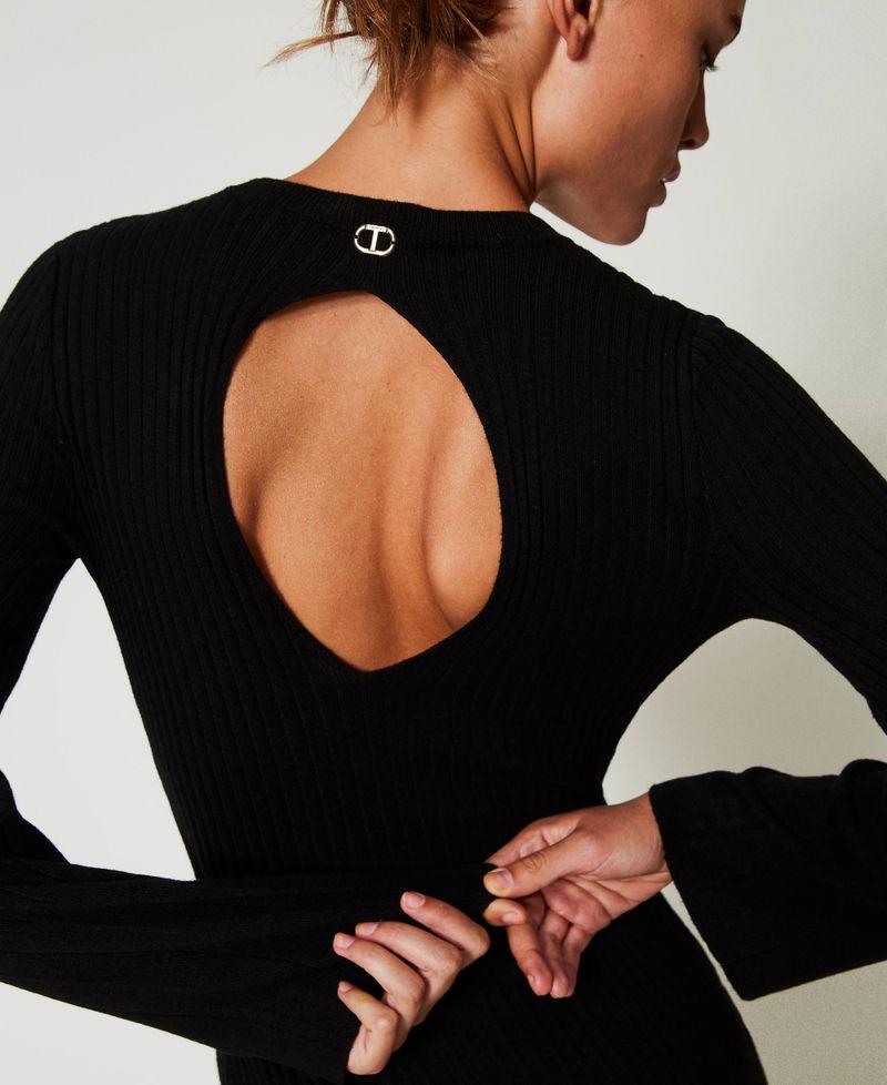 Scee by twin set Abito lungo in maglia a coste con apertura Cyber Monday