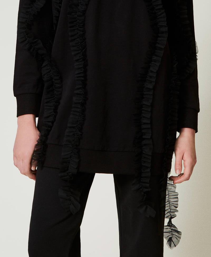 Scee by twin set Maxi felpa con volant in tulle Offerta Anniversario