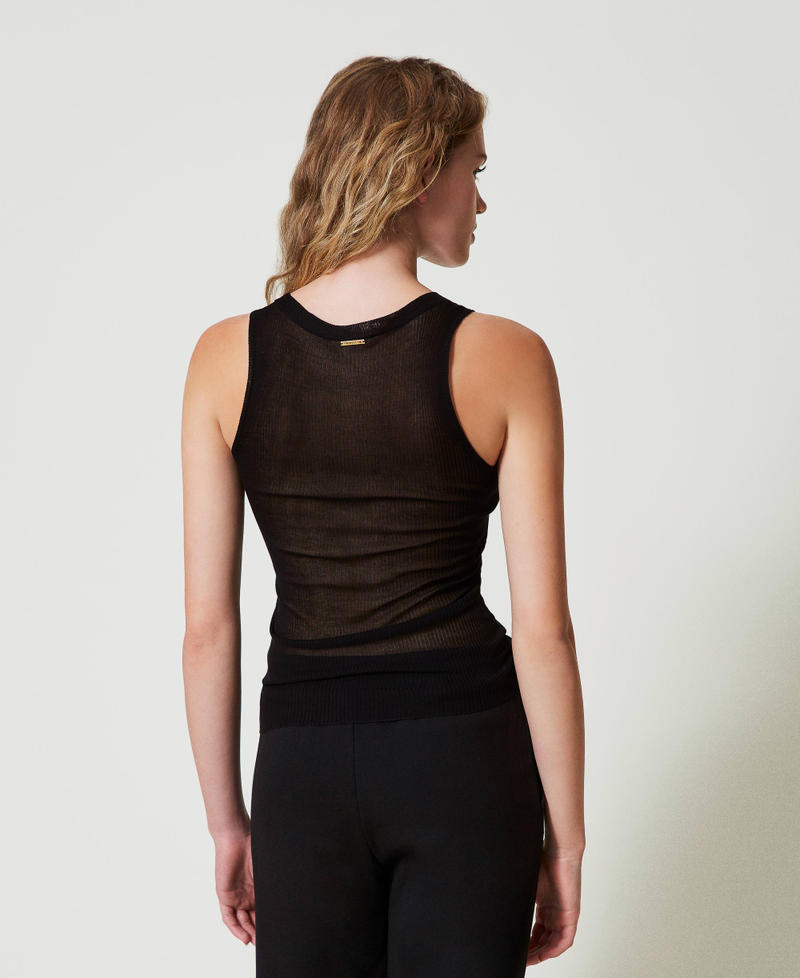 Scee by twin set Top fitted in maglia di viscosa Vendita calda