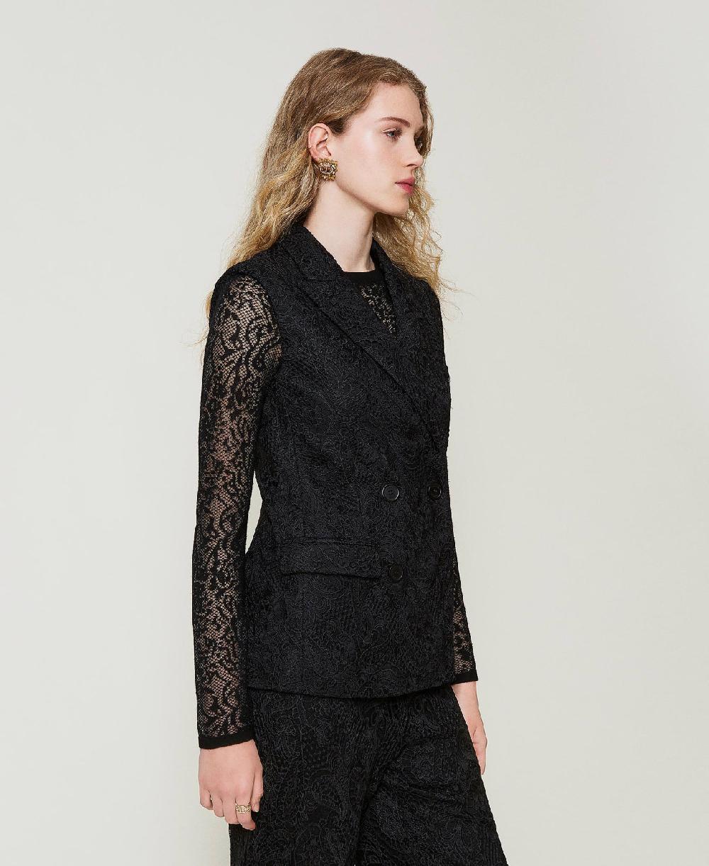 Scee by twin set Gilet doppiopetto in pizzo macramè Latest fashion