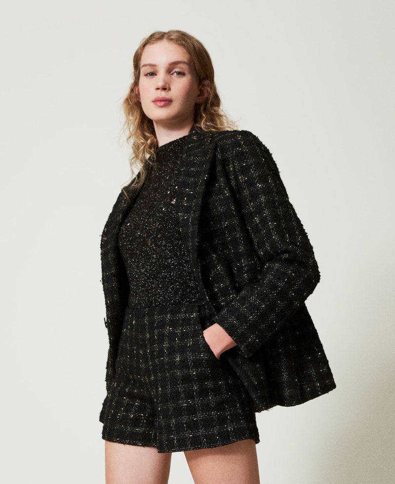 Scee by twin set Shorts bouclé a disegno check Online Outlet