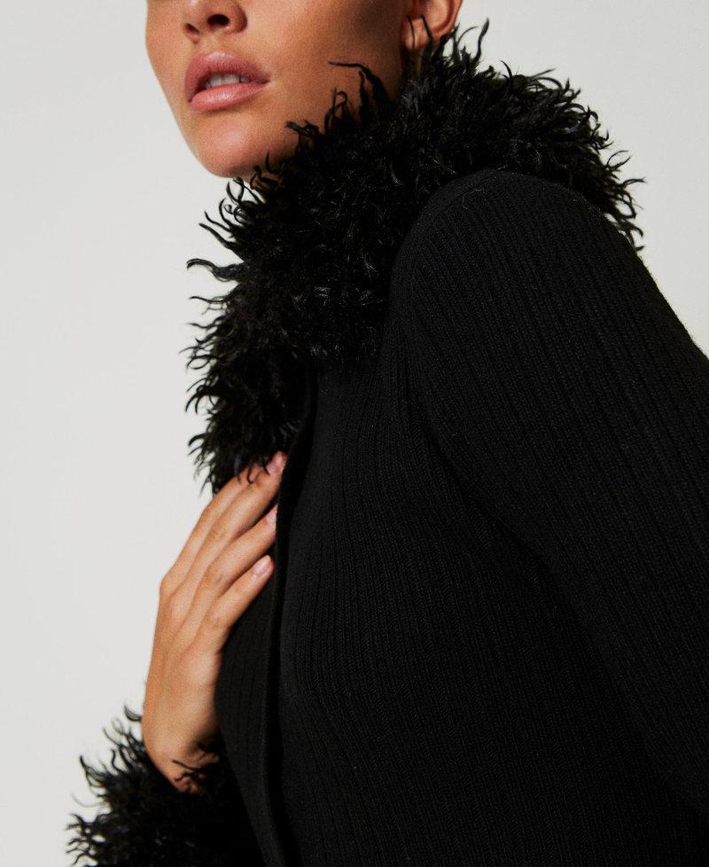 Scee by twin set Abito-cardigan lungo in misto lana e faux fur Offerta temporanea