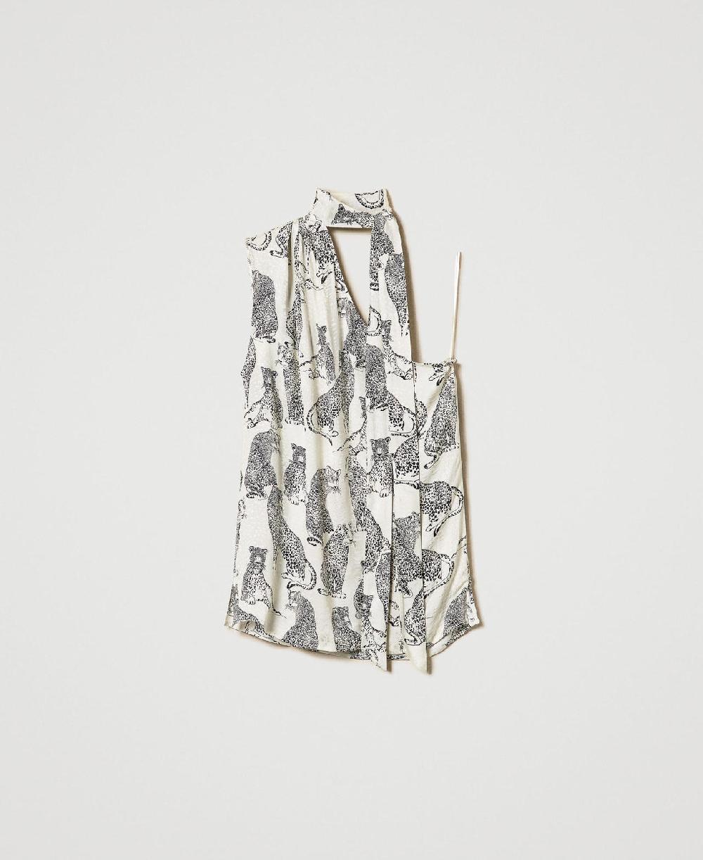 Scee by twin set Top monospalla jacquard con stampa giaguaro Lightning offer