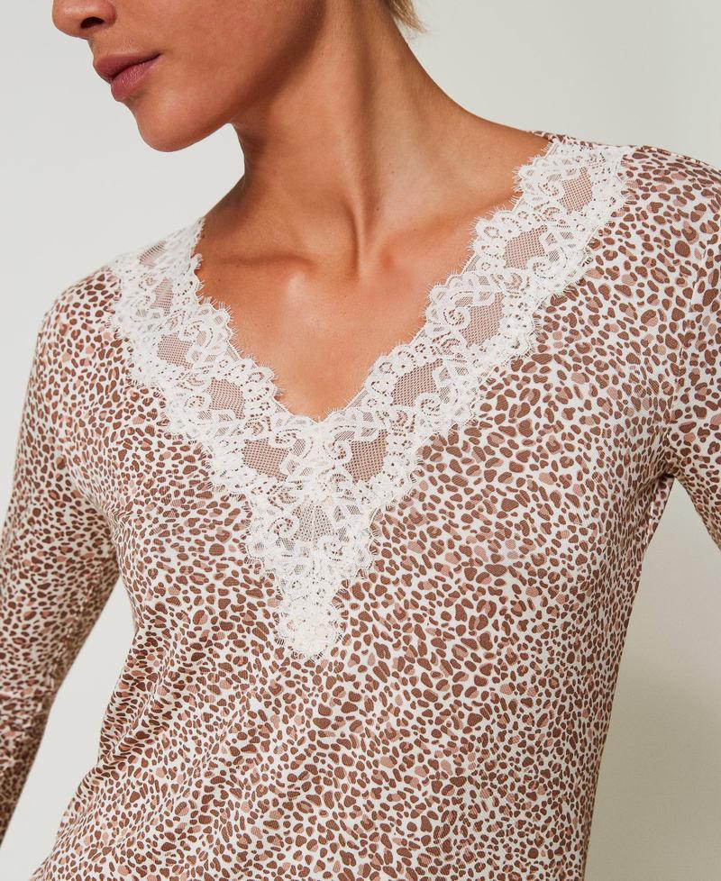 Scee by twin set Camicia da notte stampata con pizzo Offerte stagionali