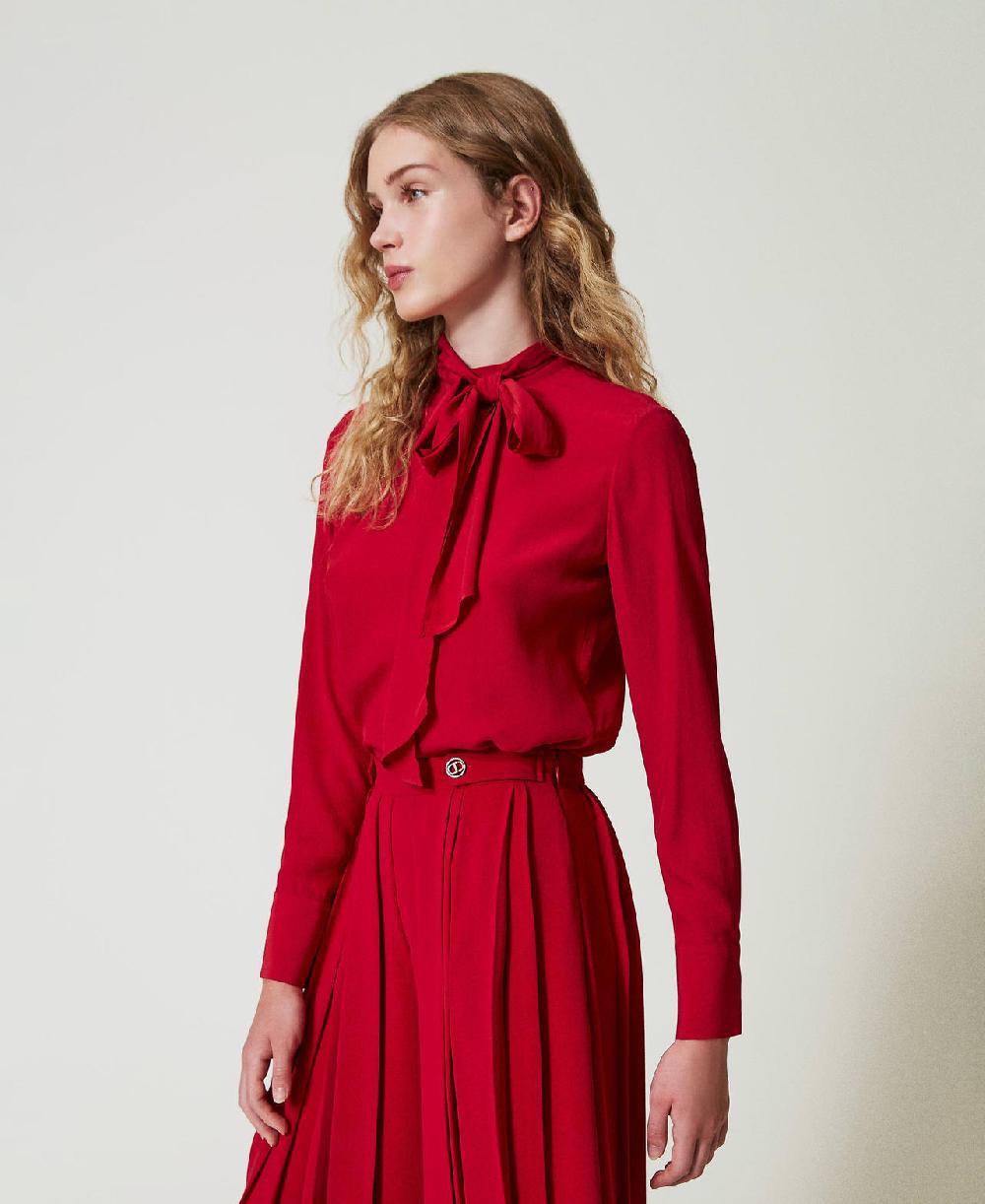 Scee by twin set Blusa misto seta con fiocco Prezzo basso