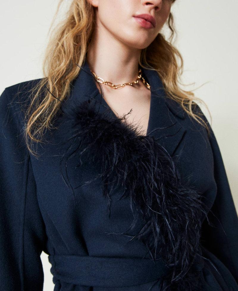 Scee by twin set Cappotto in panno double misto lana con piume Super Saving Price