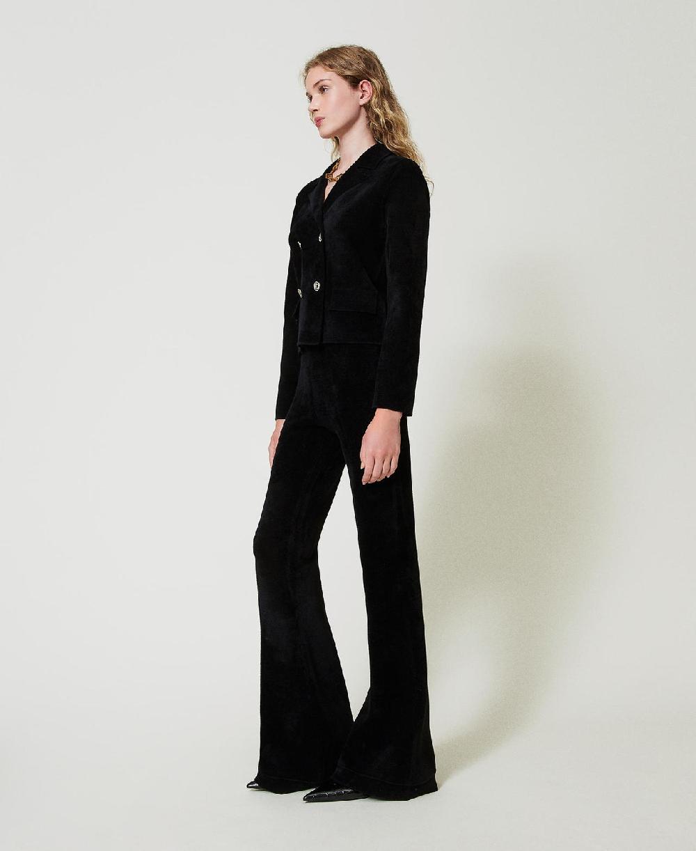 Scee by twin set Pantaloni flare in maglia con bottoni Oval T Offerta settimanale